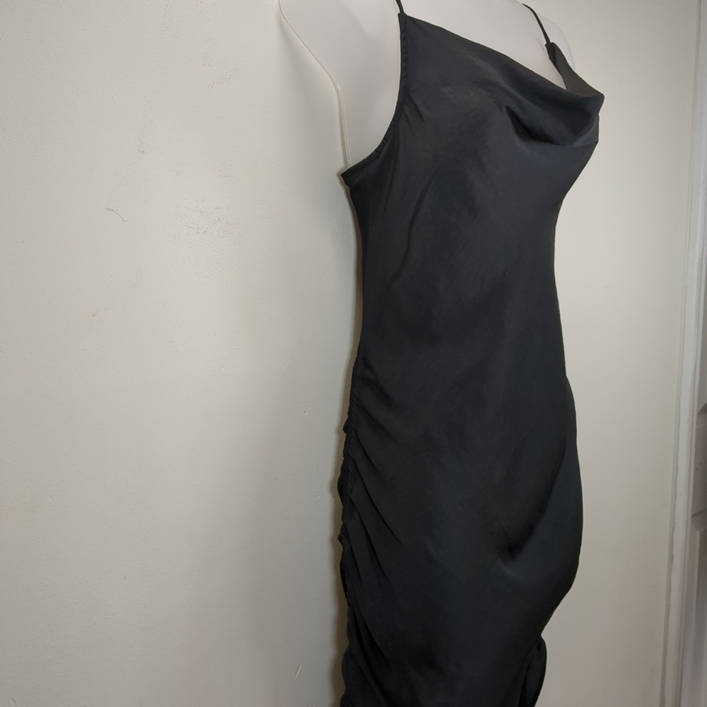 Intimately Free People Cowl Neck Ruched Slip Dress Black, Size XS - Picture 2 of 6